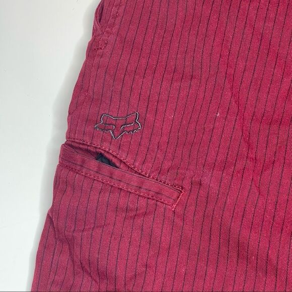 FOX Racing Burgundy Red with Black Pin Striped Shorts in Size 40W x 11IS - Picture 8 of 9